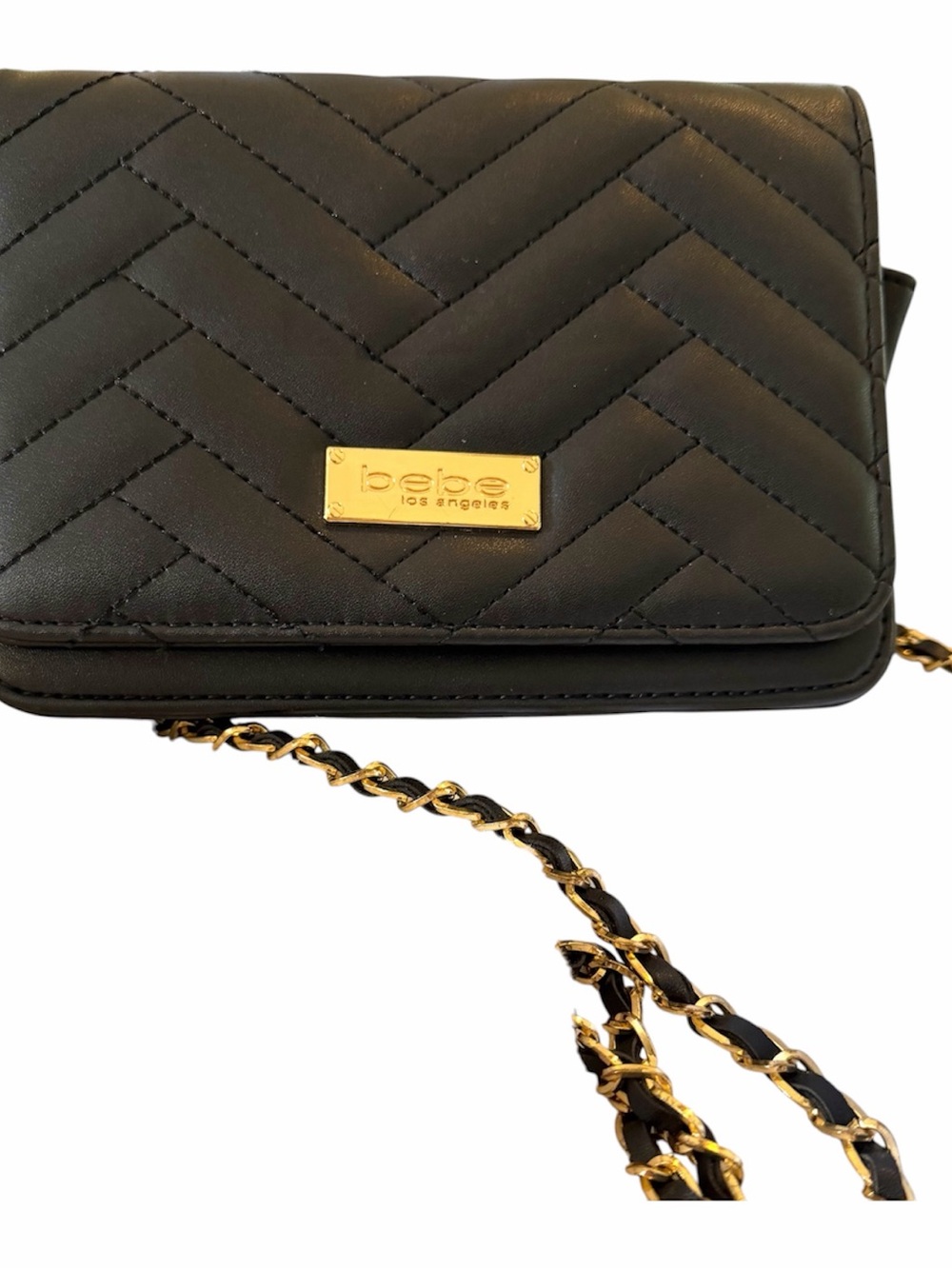 bebe Black Quilted Small
Women's Crossbody Bag Gold
Chain Strap Snap/Zip

مه